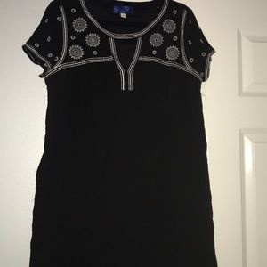 Black Embroidered Tunic Dress